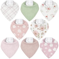 CIVARUA KIDS Babadores de musselina, pacote com 8, babador bandana para baba e dentição, algodão macio absorvente para meninas e meninos - imagem 2