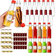 AuroTrends Garrafas de molho picante de 142 g, pacote com 24 garrafas de vinho vazias com tampas/cápsulas retráteis/adesivos - Garrafas de vidro transparentes de 142 g/garrafas de vidro com tampas - imagem 1