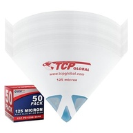 TCP Global Pacote de 50 filtros de tinta com pontas de filtro ultrafinas de 125 mícrons - malha de nylon azul ultra fluxo azul puro premium - Tela de filtro de tinta cone - Coe finamente tinta para - imagem 2