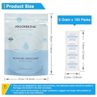 Gel de Sílica Premium com Indicador de Umidade – 150 Pacotes de 5g para Alimentos, Eletrônicos e Armazenamento Seguro - imagem 4