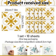 Adesivos de Azulejo 3D Decorativos - 10 Peças 20x20cm - Padrão Floral Vintage para Cozinha e Banheiro - imagem 3