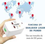 Kit 2 Adaptadores Tomada Universal Padrão Internacional (EUA, Europa, Inglaterra, Austrália) com LED e Proteção - imagem 5