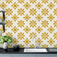 Adesivos de Azulejo 3D Decorativos - 10 Peças 20x20cm - Padrão Floral Vintage para Cozinha e Banheiro - imagem 1