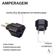 Kit 3 Adaptadores de Tomada Universal 10A/20A 2 Polos - Padrão Brasileiro e Americano (Preto) - imagem 4