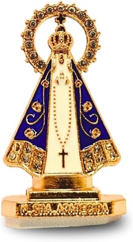 Mini Nossa Senhora Aparecida em Metal 5,5cm - Proteção e Fé no Painel do Carro - imagem 1