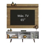 Rack Madesa Dubai com Painel para TV até 65" | Design Moderno em Branco/Rústico - imagem 5
