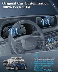 Kit 7 Protetores de Tela BIBIBO para Hyundai Palisade 2023-2025: Tela Touchscreen, Painel e AC - imagem 3