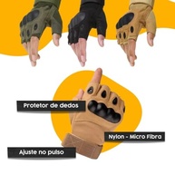 Luva Meio Dedo Tática Airsoft, Motocross e Paintball Verde - Proteção e Performance - imagem 4