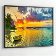 Quadro Decorativo com Moldura - Paisagem Mar e Sol 130x90cm - Luxo Grande Horizontal - imagem 5