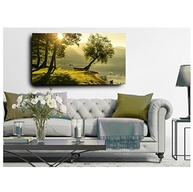 Quadro Decorativo Paisagem com Rio, Barranco e Pôr do Sol 55x100cm - Transforme seu Ambiente com Arte Natural - imagem 3