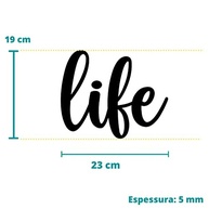 Quadro Decorativo Life 23cm Toque 3D - Palavra Inspiradora em Preto | Decore com Estilo e Arte Artesanal - imagem 3