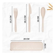 Kit Talheres Reutilizáveis com Estojo em Fibra de Palha de Trigo - Rosa Premium - imagem 4