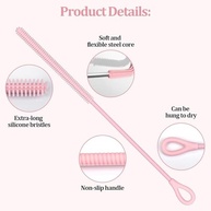 Escova de Limpeza de Palha Silicone - 2 Peças Extra Longa com Cerdas para Canudos e Tampas - imagem 4