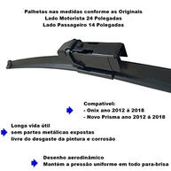 Palhetas Limpador Para-brisa Onix Novo Prisma 2012-2018 (Par Dianteiro) - imagem 3