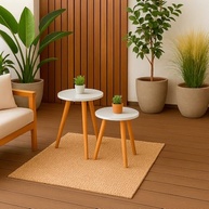 Kit 2 Mesas Cora de Canto Redondas com Pés Palito em MDF Branco – Estilo e Praticidade para Sala, Quarto ou Escritório - imagem 5