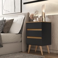 Mesa de Cabeceira Roma 3 Gavetas com Design Moderno e Pés Palito - Ideal para Quartos Estilosos - imagem 3