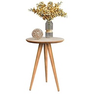 Mesa de Apoio Redonda Classic com Pés Palito - Design Industrial em Off-White e Freijó - imagem 2