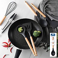 Colher de Silicone para Arroz com Cabo de Madeira Resistente – Sem Riscar Panelas! - imagem 2