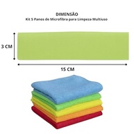 Kit 5 Panos de Microfibra Multiuso - Alta Absorção, Cores Sortidas para Casa e Cozinha - imagem 3
