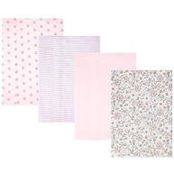 Conjunto de Panos de Boca para Bebê com Estampa Floral Rosa - 4 Unidades Macias e Absorventes - imagem 2