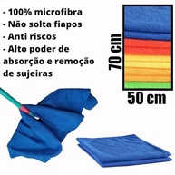 Kit com 10 Panos de Chão em Microfibra 50x70cm - Multiuso, Absorvente e Macio para Limpeza Total - imagem 3
