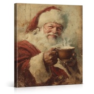 Quadro de Natal Vintage Papai Noel Café - Decoração de Parede 20x25cm Emoldurado - imagem 2