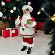 Papai Noel Cozinheiro com Casa de Pão de Gengibre - Decoração de Natal em Resina - imagem 5