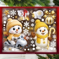 Adesivos de Parede Estáticos de Natal - Papai Noel, Boneco de Neve e Alce | Decoração de Janela Fácil e Reutilizável - imagem 5