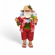 Papai Noel Turista de Verão 27cm - Boneco de Resina com Acessórios para Decoração Natalina Diferente - imagem 1