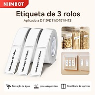 Papel Adesivo Impermeável Niimbot – 3 Rolos para D11/D110/D101 - imagem 1