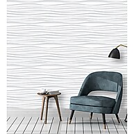 Papel de Parede 3D Ondas: Cinza e Branco - imagem 1