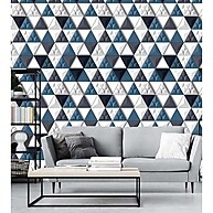 Papel de Parede 3D Triângulos Branco Azul e Cinza - imagem 1
