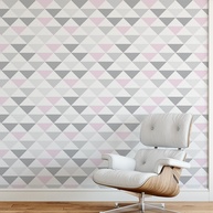 Papel de Parede 3D Triângulos: Rosa e Cinza! - imagem 1