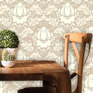 Papel de Parede Arabesco: Elegância em Bege e Marrom - imagem 1