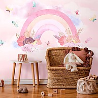 Papel de Parede Arco-Íris Algodão Doce: Personalizado e Autoadesivo - imagem 1
