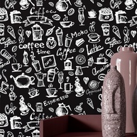 Papel de Parede Cozinha Café Preto: Elegância Lavável - imagem 1