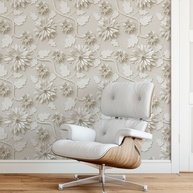 Papel de Parede Floral 3D Bege: Transforme Seu Espaço! - imagem 1