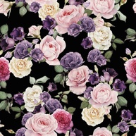 Papel de Parede Floral: Rosa e Roxo em Preto - imagem 1