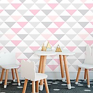 Papel de Parede Geométrico Triângulos Cinza e Rose: Transforme Sua Parede com Estilo Moderno - imagem 1