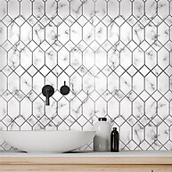 Papel de Parede Hexágono Mármore: Elegância em Cinza - imagem 1