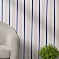 Papel de Parede Listrado: Azul, Bege e Branco - imagem 1