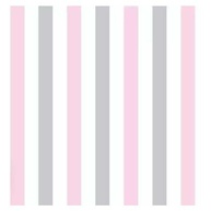 Papel de Parede Listrado Rosa, Branco e Cinza - imagem 1