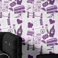 Papel de Parede Londres Roxo Autoadesivo: Transforme sua Sala ou Quarto com Facilidade - imagem 1
