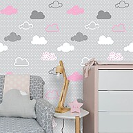 Papel de Parede Nuvens Rosa e Cinza: Decore! - imagem 1
