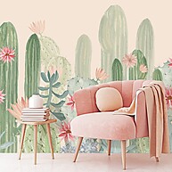 Papel de Parede Personalizado Cactos Aquarelas: Transforme Sua Parede com Estilo! - imagem 1