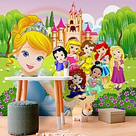Papel de Parede Personalizado Princesas Encantadas Cute - Decore o Quarto Infantil com Magia - imagem 1