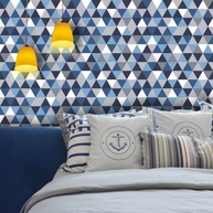 Papel de Parede Triângulos Azul e Cinza - imagem 1