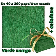 Papel para Bem Casado Verde Musgo + Celofane – Kit 40 a 200 unidades - imagem 1