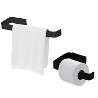 Kit Acessórios para Banheiro Preto Fosco 2 Peças - Porta Toalha e Papeleira Modernos - imagem 1