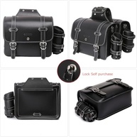 Bolsas Laterais de Couro Premium para Moto Harley Sportster - Impermeáveis e Duráveis (Par G, Preto) - imagem 3